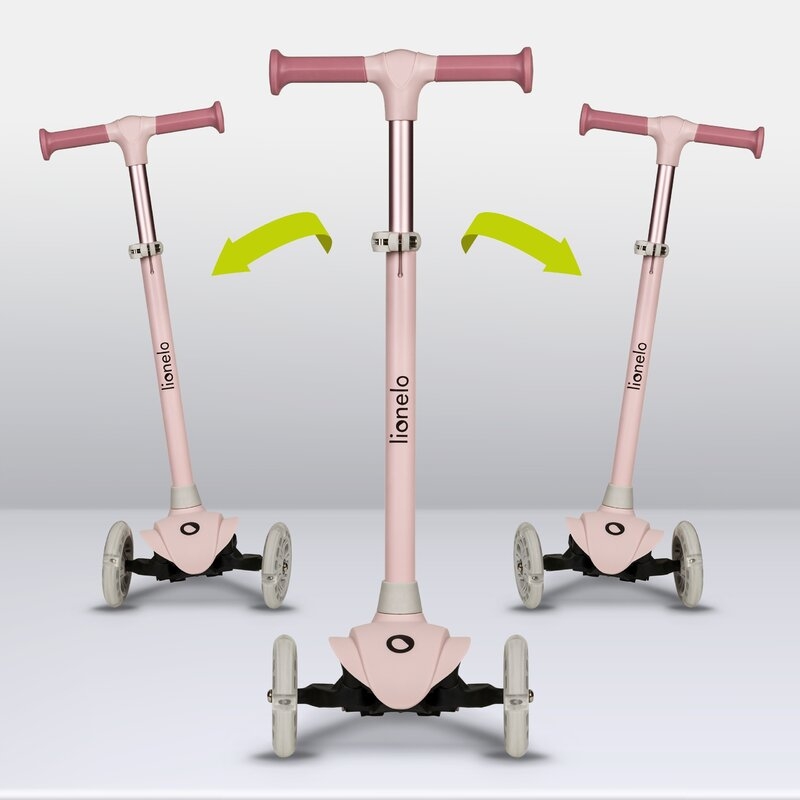 Lionelo - Trotineta pentru copii, Jessy, Pliabila, Pana la 50 Kg, Cu design ergonomic, Cu lumini LED, 56 x 26 x 67-82 cm, 3 ani+, Roz