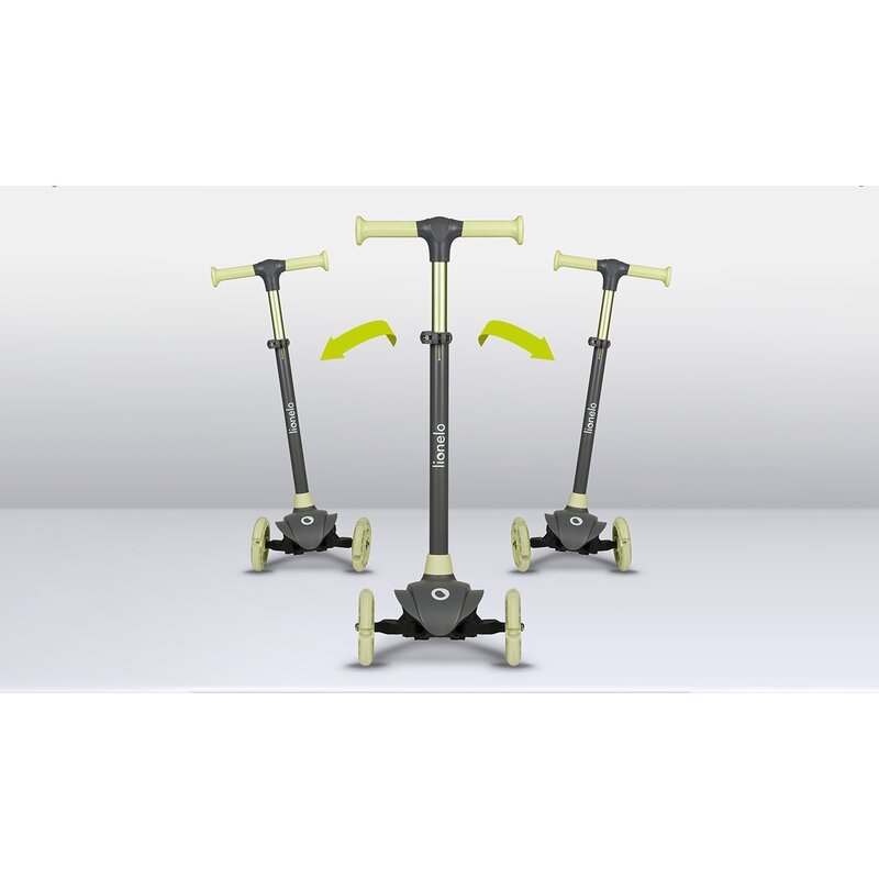 Lionelo - Trotineta pentru copii, Jessy, Pliabila, Pana la 50 Kg, Cu design ergonomic, Cu lumini LED, 56 x 26 x 67-82 cm, 3 ani+, Verde