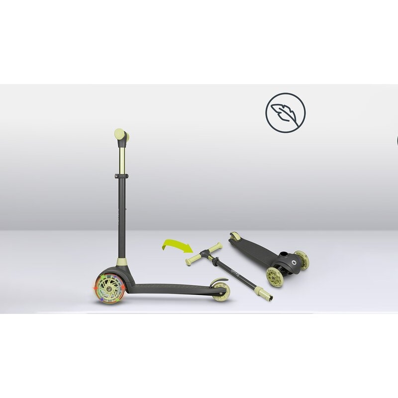 Lionelo - Trotineta pentru copii, Jessy, Pliabila, Pana la 50 Kg, Cu design ergonomic, Cu lumini LED, 56 x 26 x 67-82 cm, 3 ani+, Verde