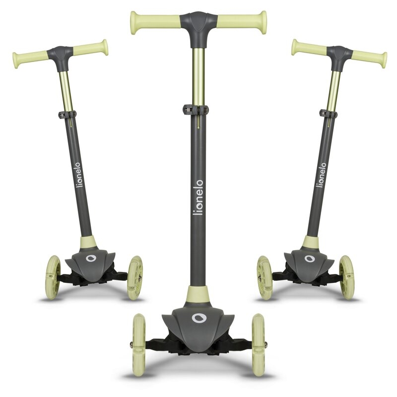 Lionelo - Trotineta pentru copii, Jessy, Pliabila, Pana la 50 Kg, Cu design ergonomic, Cu lumini LED, 56 x 26 x 67-82 cm, 3 ani+, Verde