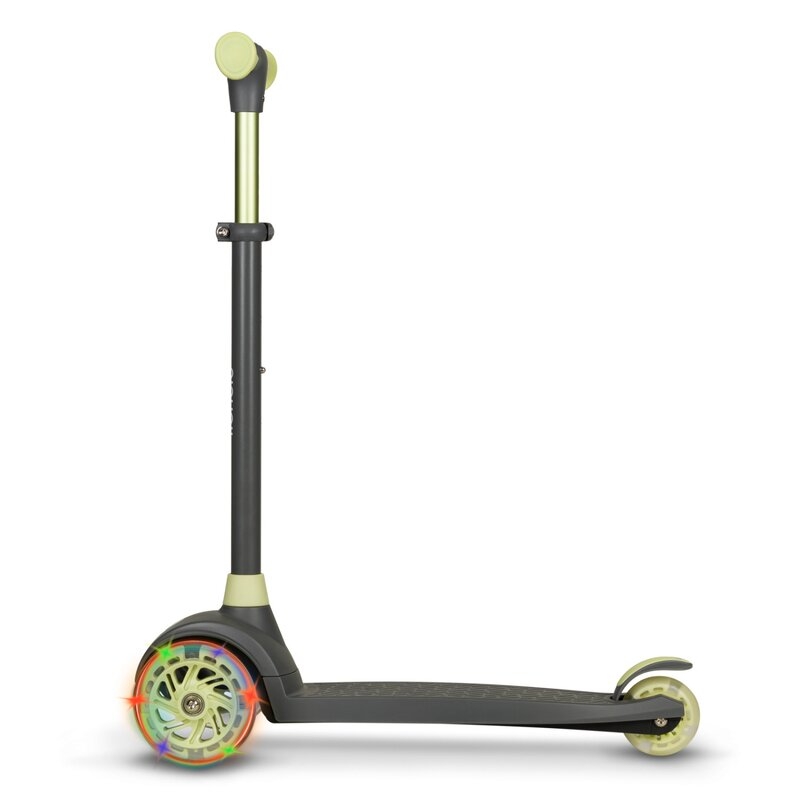 Lionelo - Trotineta pentru copii, Jessy, Pliabila, Pana la 50 Kg, Cu design ergonomic, Cu lumini LED, 56 x 26 x 67-82 cm, 3 ani+, Verde