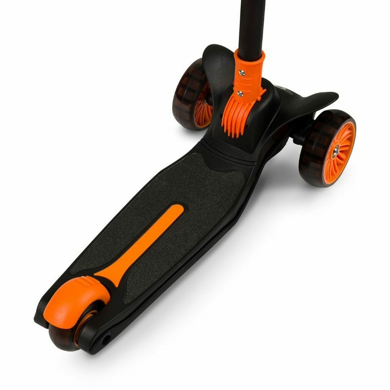 Lionelo - Trotineta Timy, Copii, Pliabila, Pana la 50 Kg, Cu design ergonomic, Cu lumini LED, 26,5 x 60 x 64-76 cm, 3 ani+, Portocaliu/Negru