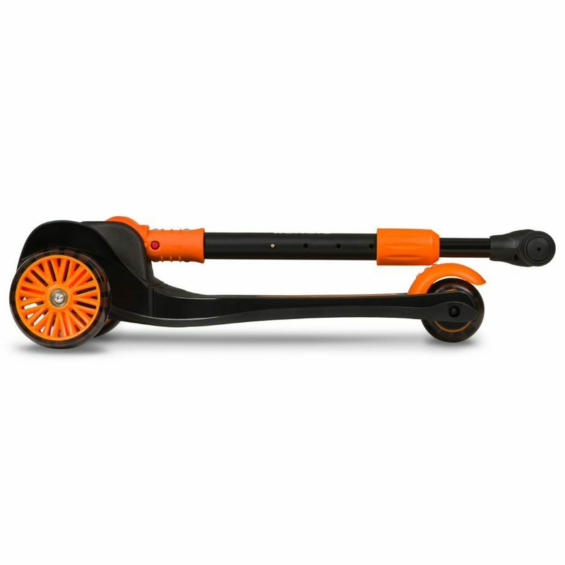 Lionelo - Trotineta Timy, Copii, Pliabila, Pana la 50 Kg, Cu design ergonomic, Cu lumini LED, 26,5 x 60 x 64-76 cm, 3 ani+, Portocaliu/Negru
