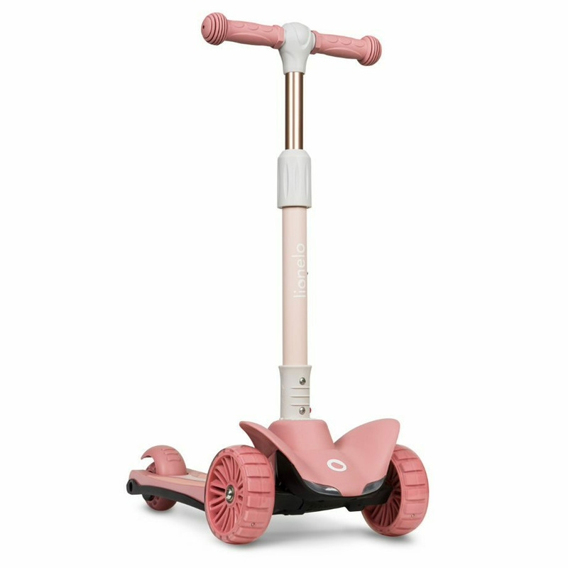 Lionelo - Trotineta Timy, Copii, Pliabila, Pana la 50 Kg, Cu design ergonomic, Cu lumini LED, 26,5 x 60 x 64-76 cm, 3 ani+, Roz