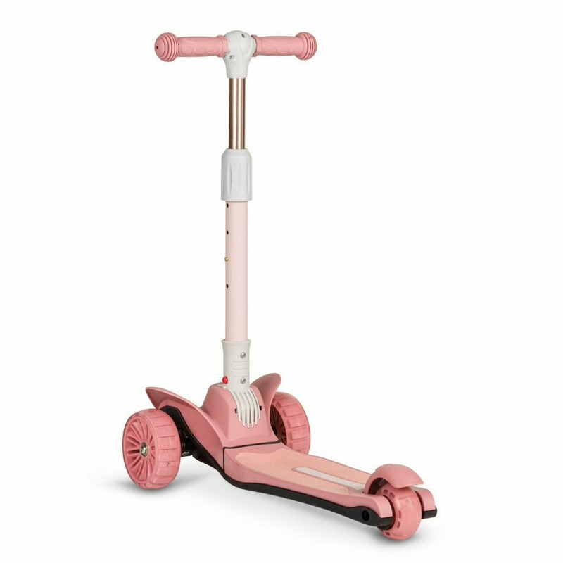 Lionelo - Trotineta Timy, Copii, Pliabila, Pana la 50 Kg, Cu design ergonomic, Cu lumini LED, 26,5 x 60 x 64-76 cm, 3 ani+, Roz