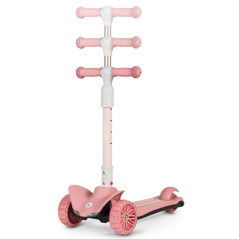 Lionelo - Trotineta Timy, Copii, Pliabila, Pana la 50 Kg, Cu design ergonomic, Cu lumini LED, 26,5 x 60 x 64-76 cm, 3 ani+, Roz