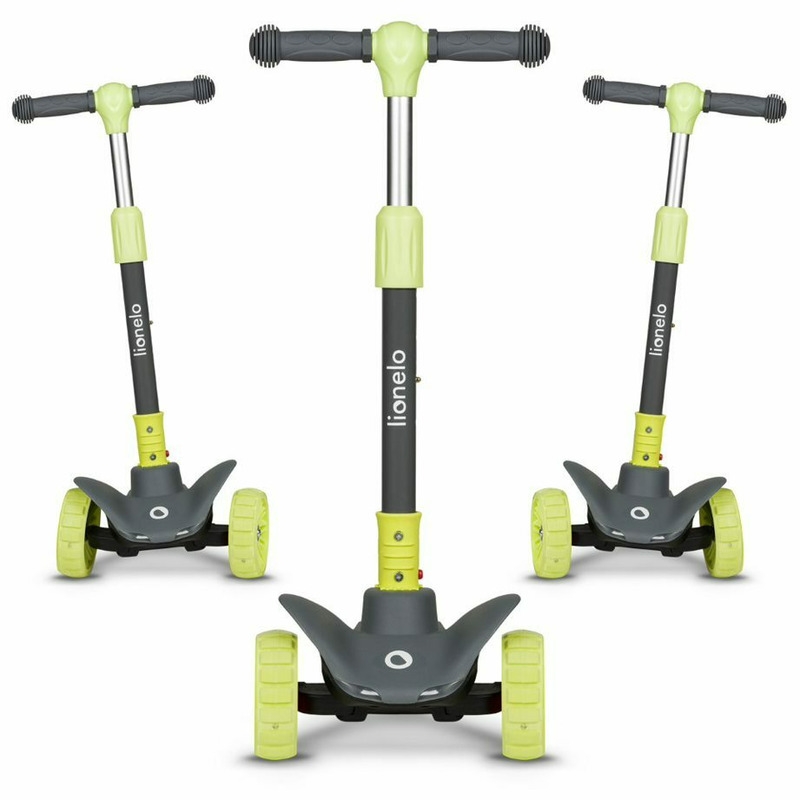 Lionelo - Trotineta Timy, Copii, Pliabila, Pana la 50 Kg, Cu design ergonomic, Cu lumini LED, 26,5 x 60 x 64-76 cm, 3 ani+, Verde