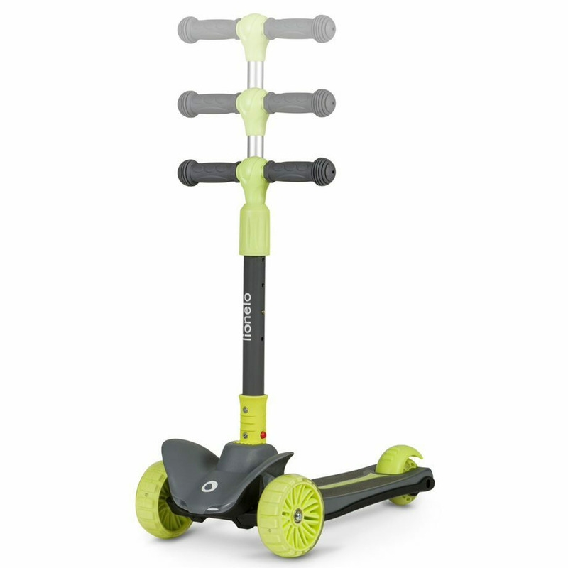 Lionelo - Trotineta Timy, Copii, Pliabila, Pana la 50 Kg, Cu design ergonomic, Cu lumini LED, 26,5 x 60 x 64-76 cm, 3 ani+, Verde