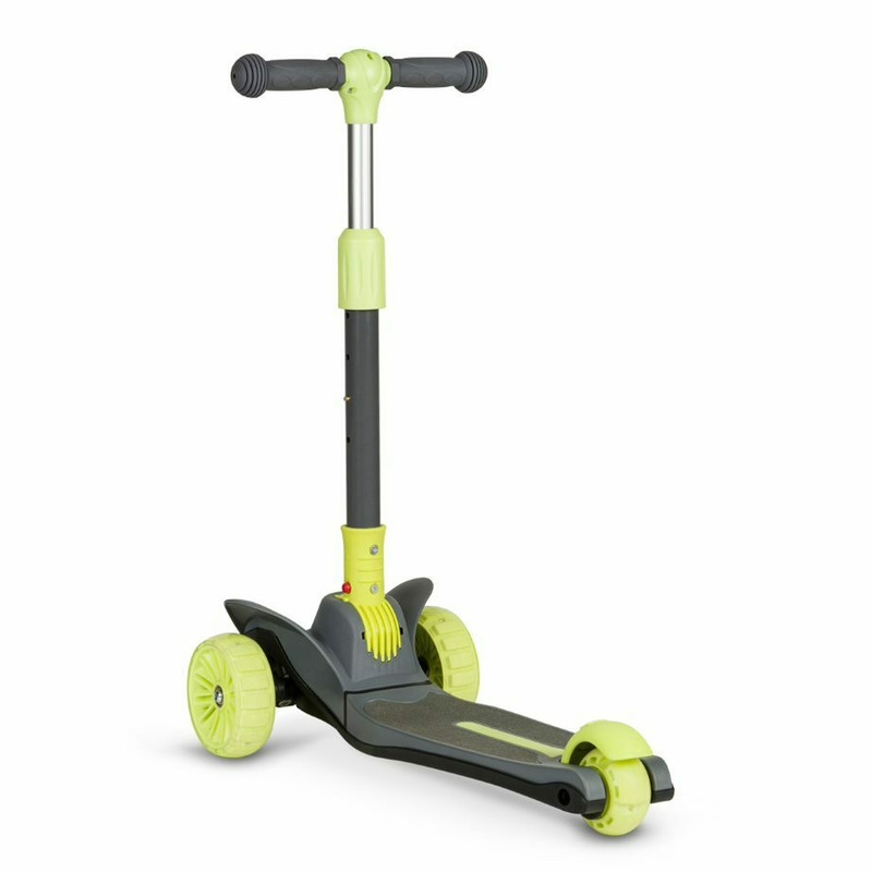 Lionelo - Trotineta Timy, Copii, Pliabila, Pana la 50 Kg, Cu design ergonomic, Cu lumini LED, 26,5 x 60 x 64-76 cm, 3 ani+, Verde