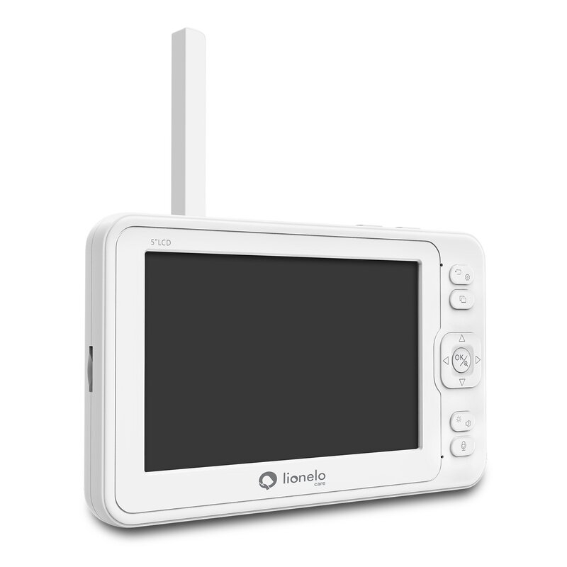 Lionelo - Videofon Babyline 8.3, Cu termometru, Cu melodii, Comunicare in 2 sensuri, Rotire 360 grade, Alb