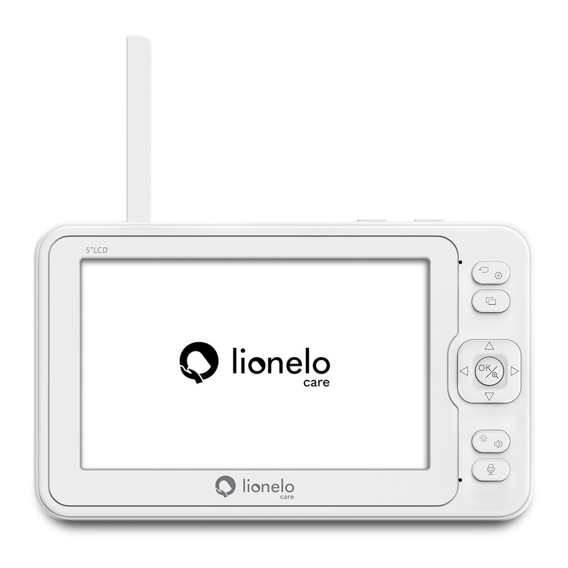 Lionelo - Videofon Babyline 8.3, Cu termometru, Cu melodii, Comunicare in 2 sensuri, Rotire 360 grade, Alb