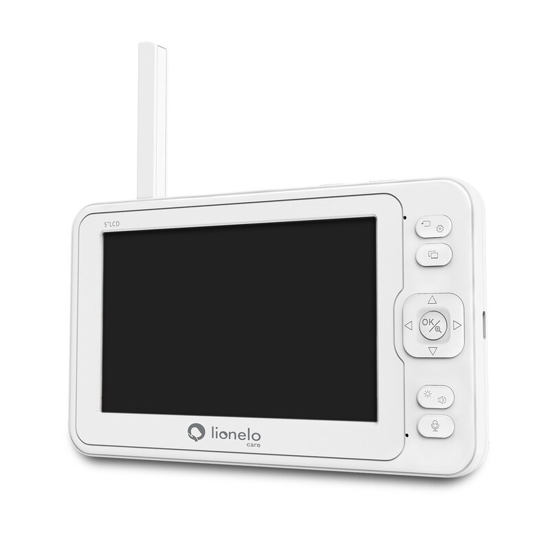 Lionelo - Videofon Babyline 8.3, Cu termometru, Cu melodii, Comunicare in 2 sensuri, Rotire 360 grade, Alb