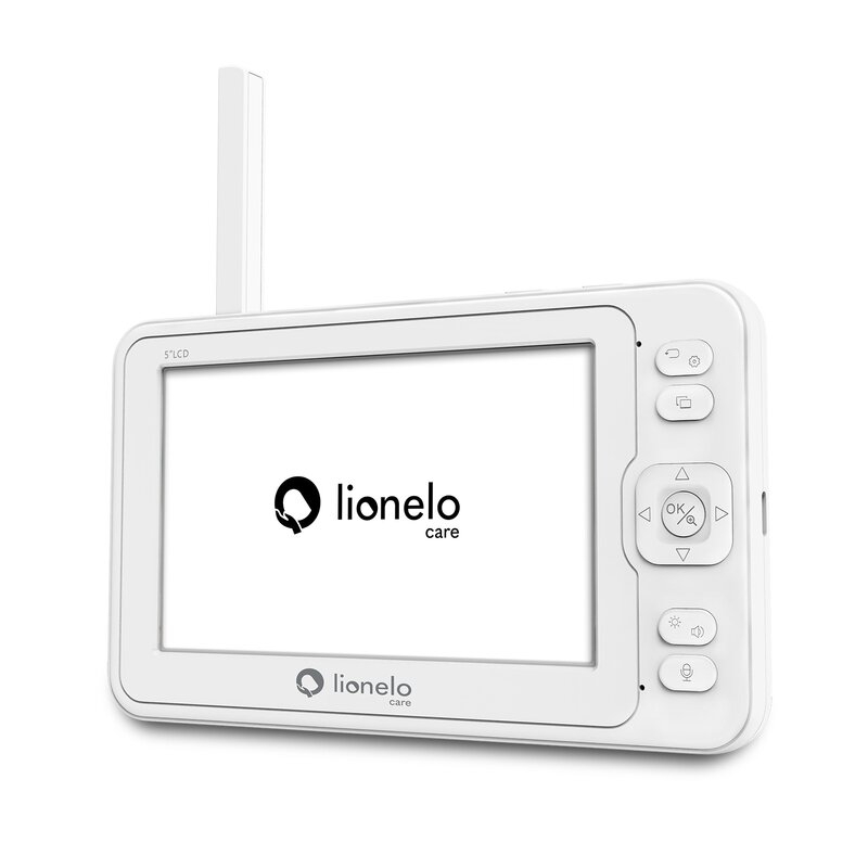 Lionelo - Videofon Babyline 8.3, Cu termometru, Cu melodii, Comunicare in 2 sensuri, Rotire 360 grade, Alb