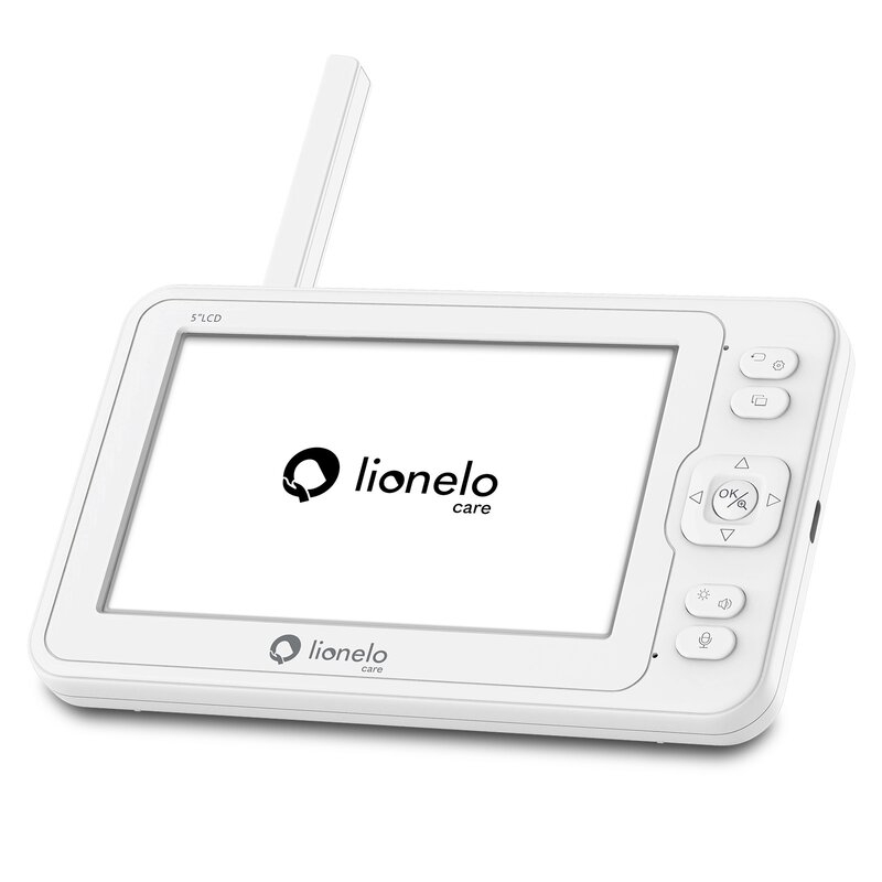 Lionelo - Videofon Babyline 8.3, Cu termometru, Cu melodii, Comunicare in 2 sensuri, Rotire 360 grade, Alb