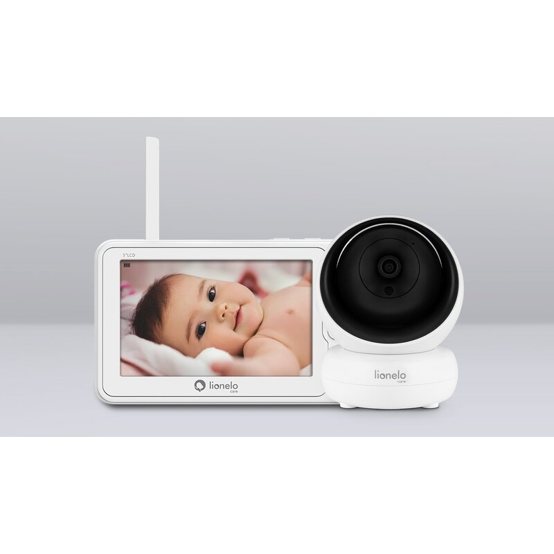 Lionelo - Videofon Babyline 8.3, Cu termometru, Cu melodii, Comunicare in 2 sensuri, Rotire 360 grade, Alb