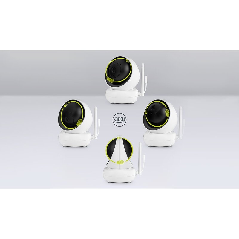 Lionelo - Videofon Babyline 8.3, Cu termometru, Cu melodii, Comunicare in 2 sensuri, Rotire 360 grade, Alb