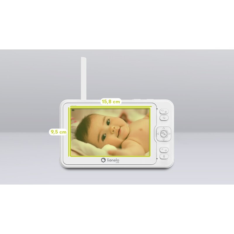 Lionelo - Videofon Babyline 8.3, Cu termometru, Cu melodii, Comunicare in 2 sensuri, Rotire 360 grade, Alb