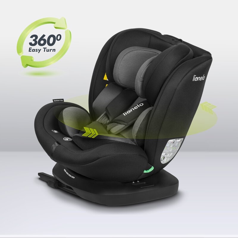 Lionelo - Scaun auto Bastiaan i-Size, 4 in 1, Protectie laterala, Cu spatar inclinabil in 4 pozitii, Cu tetiera reglabila in 7 pozitii, Rotire 360 grade, Top Tether, 0-36 Kg, 40-150 cm, Cu Isofix, Conform cu standardul european de securitate ECE R129/03,