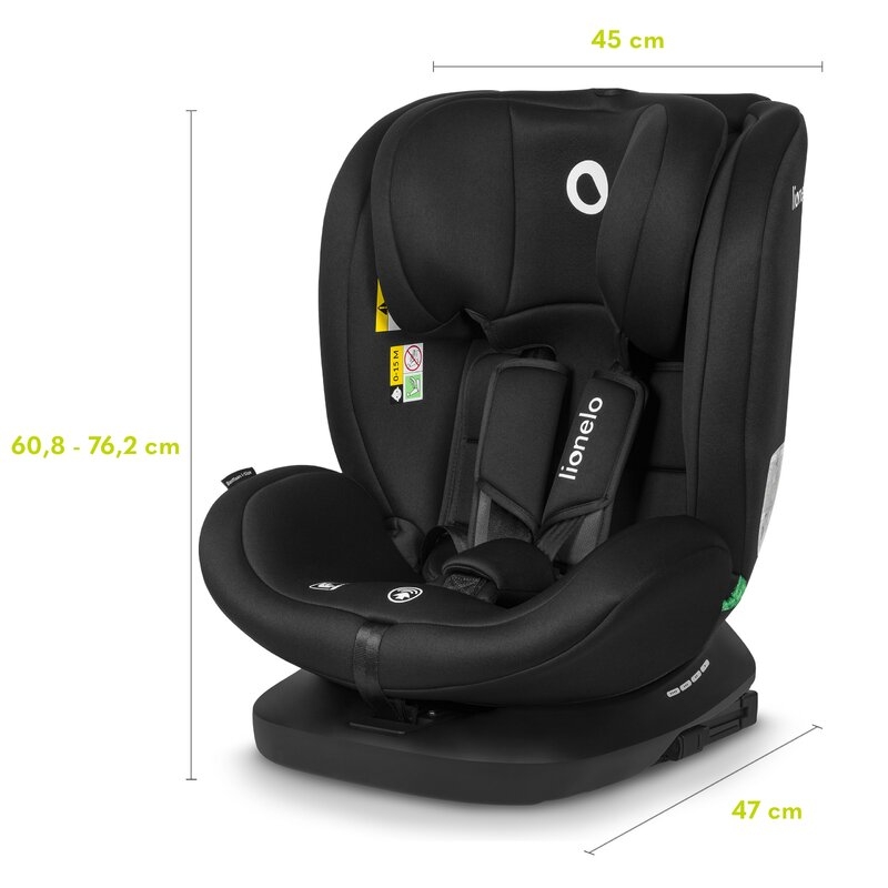 Lionelo - Scaun auto Bastiaan i-Size, 4 in 1, Protectie laterala, Cu spatar inclinabil in 4 pozitii, Cu tetiera reglabila in 7 pozitii, Rotire 360 grade, Top Tether, 0-36 Kg, 40-150 cm, Cu Isofix, Conform cu standardul european de securitate ECE R129/03,