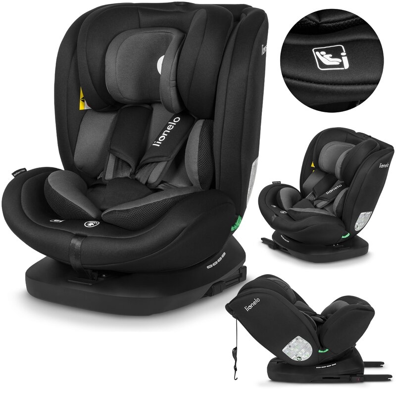 Lionelo - Scaun auto Bastiaan i-Size, 4 in 1, Protectie laterala, Cu spatar inclinabil in 4 pozitii, Cu tetiera reglabila in 7 pozitii, Rotire 360 grade, Top Tether, 0-36 Kg, 40-150 cm, Cu Isofix, Conform cu standardul european de securitate ECE R129/03,