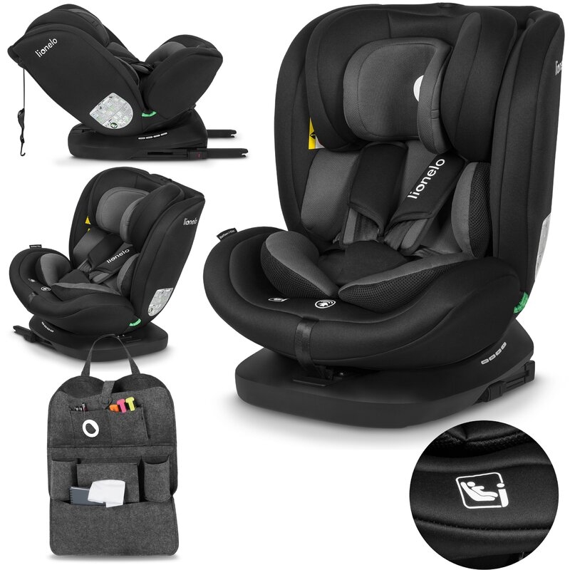 Lionelo - Scaun auto Bastiaan i-Size, 4 in 1, Protectie laterala, Cu spatar inclinabil in 4 pozitii, Cu tetiera reglabila in 7 pozitii, Rotire 360 grade, Top Tether, 0-36 Kg, 40-150 cm, Cu Isofix, Conform cu standardul european de securitate ECE R129/03,