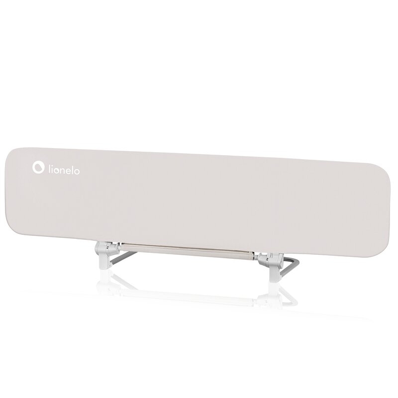 Bariera de protectie pentru pat, Lionelo, Lora XL, Pliabila, Sistem de blocare StandSafe, Geanta de transport inclusa, 150x46 cm, Conform cu BS 7972:2001+A1:2009, Bej