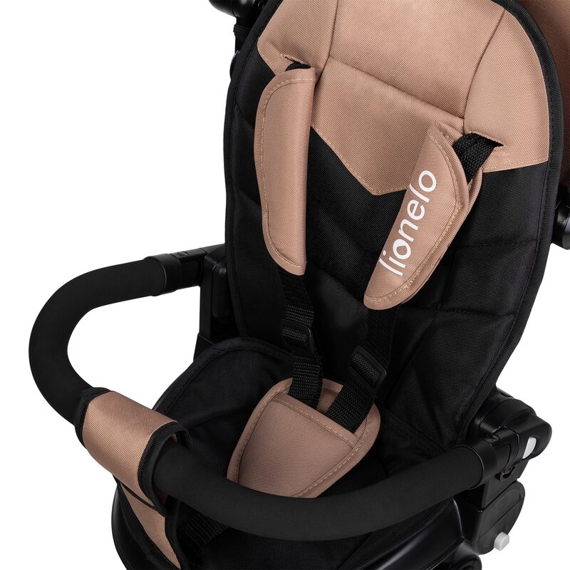 Tricicleta copii, Lionelo, Tris Plus, Ultrapliabila, Multifunctionala, Pana la 25 kg, Inclinare spatar in fata si in spate, Suport picioare, Control al directiei, Scaun reversibil, Rotire 360 grade, Conform cu EN71, 9 luni-5 ani, Bej