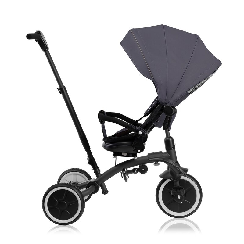 Tricicleta copii, Lionelo, Tris Plus, Ultrapliabila, Multifunctionala, Pana la 25 kg, Inclinare spatar in fata si in spate, Suport picioare, Control al directiei, Scaun reversibil, Rotire 360 grade, Conform cu EN71, 9 luni-5 ani, Gri