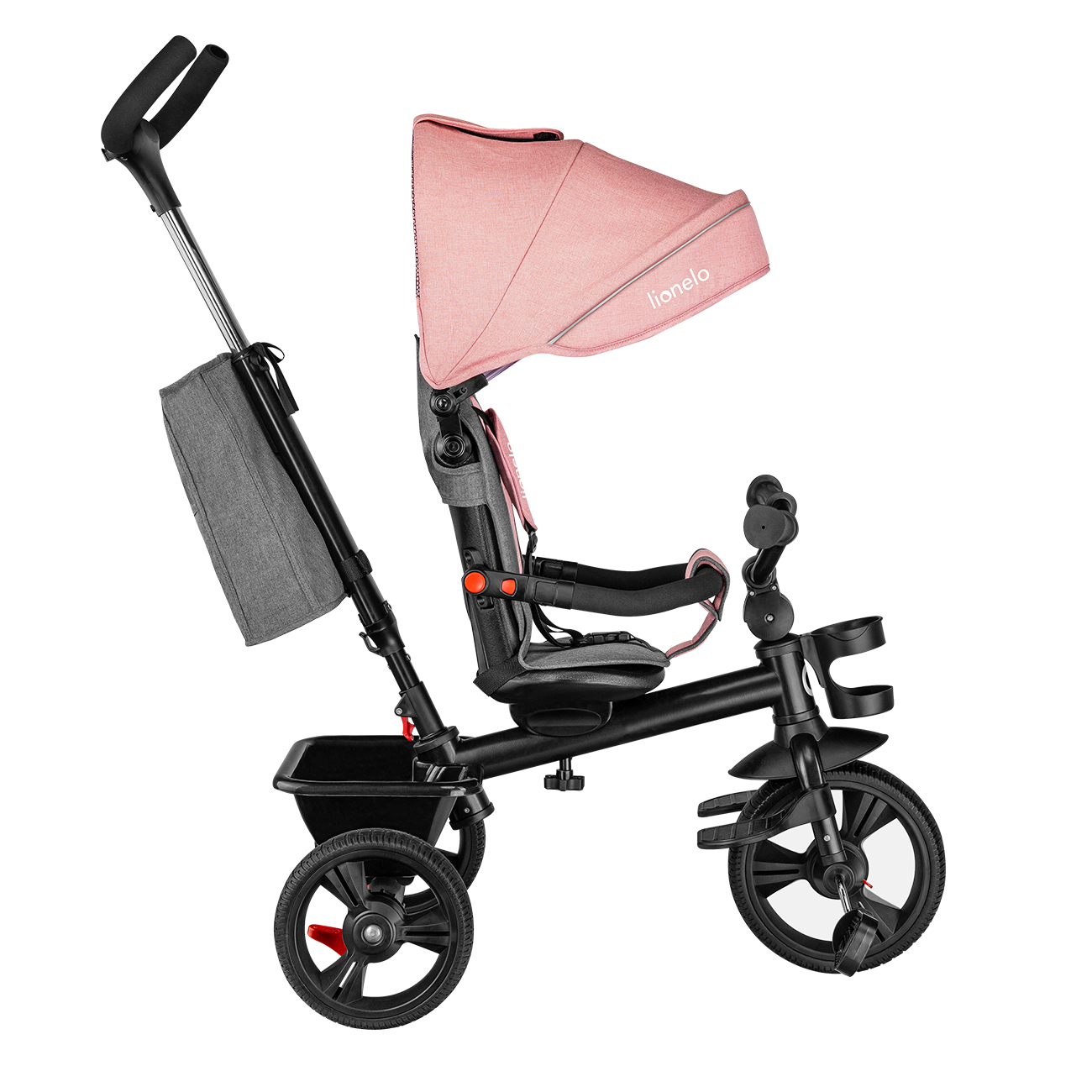Lionelo - Tricicleta multifunctionala cu sezut reversibil, pliabila, Haari, Bubblegum