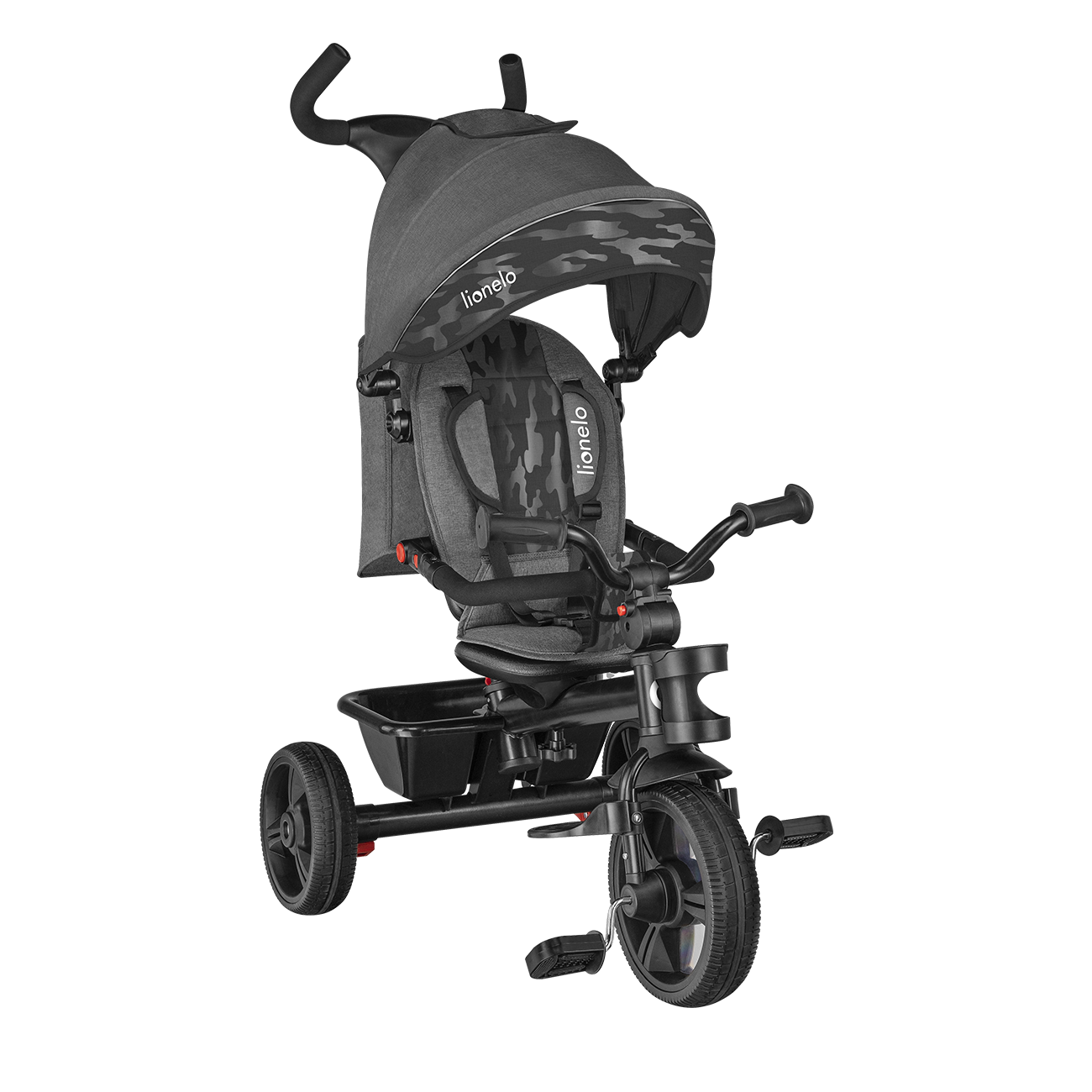 Lionelo - Tricicleta multifunctionala cu sezut reversibil, pliabila, Haari, Stone Grey