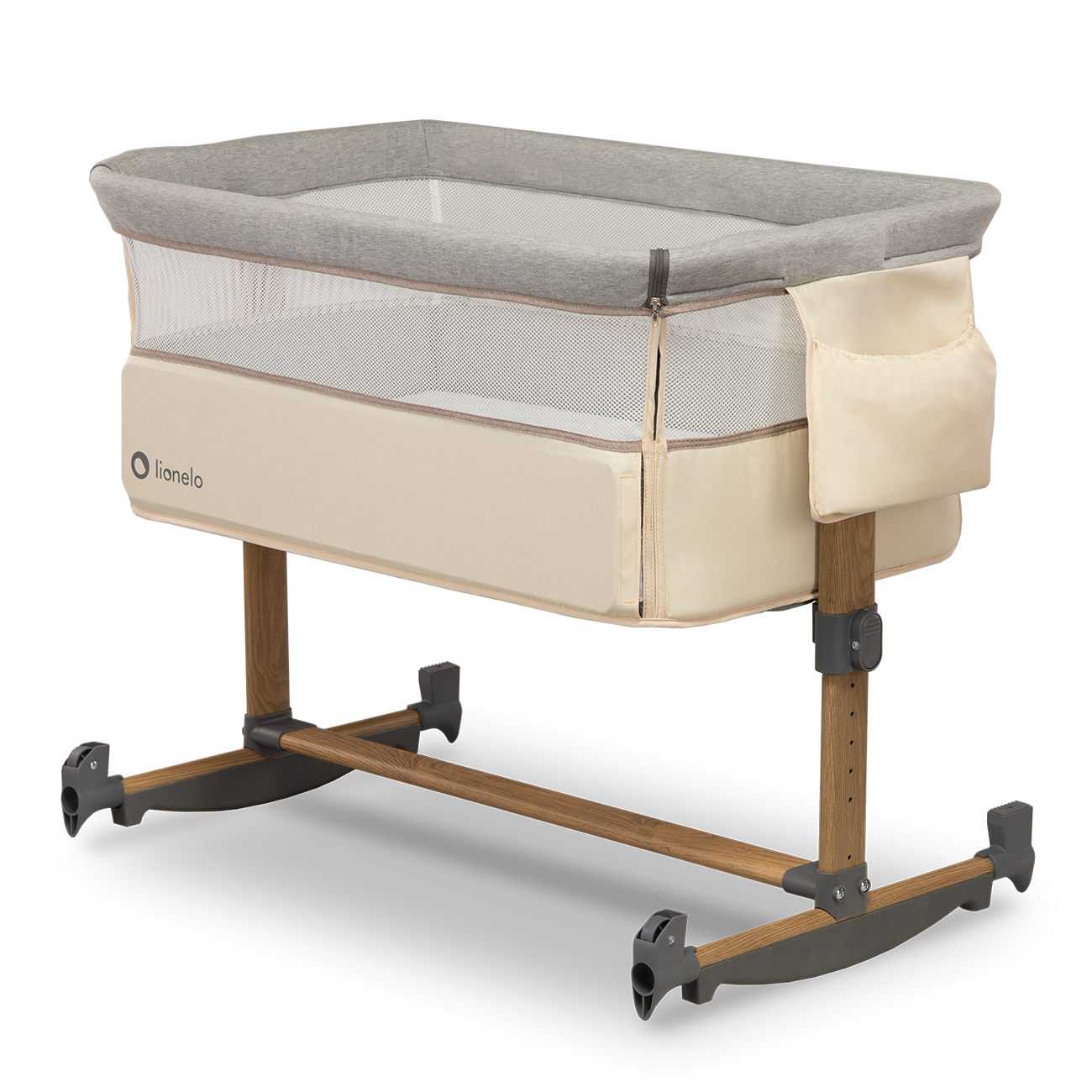 Lionelo - Patut Co-Sleeper cu balansare, Leonie, Grey Sand