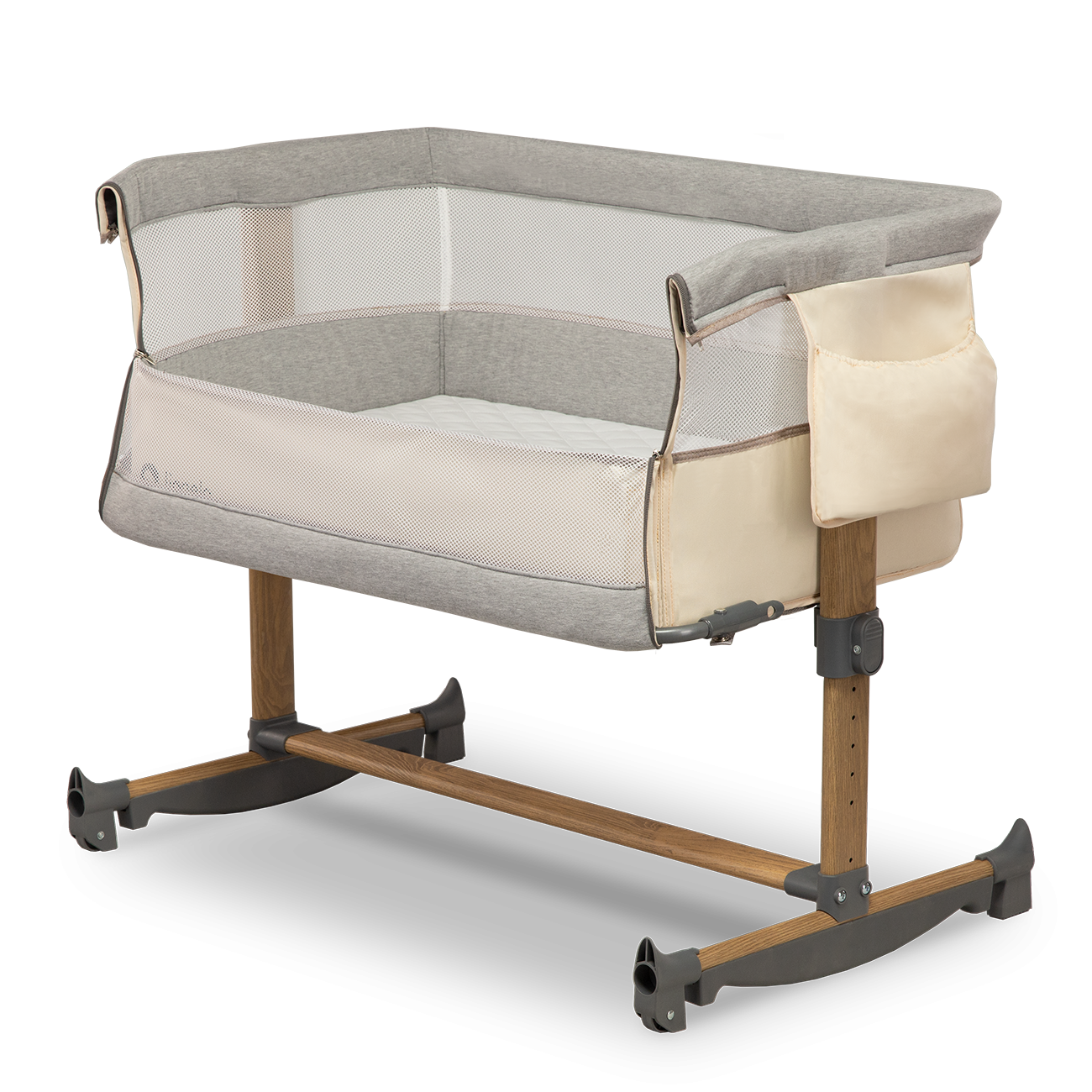 Lionelo - Patut Co-Sleeper cu balansare, Leonie, Grey Sand
