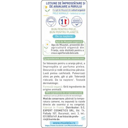 Lotiune de improspatare si aranjare a parului, 200 ml, Mustela