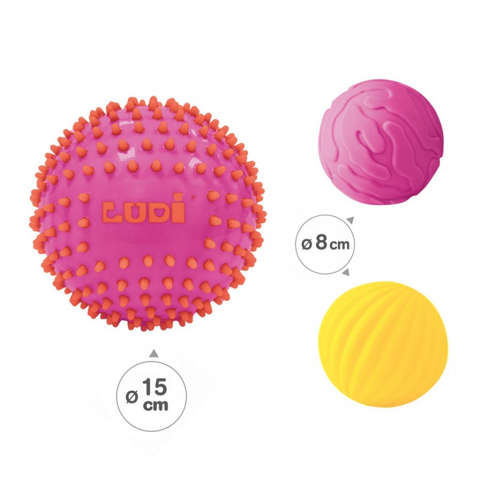 LUDI Set 3 mingii senzoriale, ROZ
