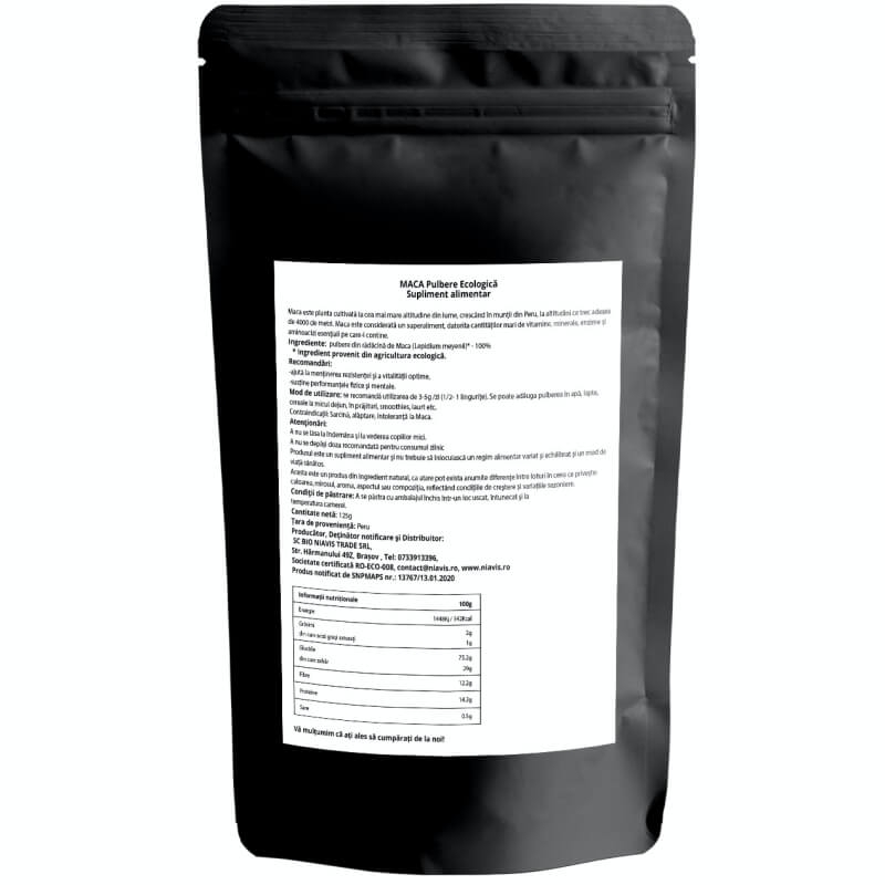 Maca pulbere ecologica, 125 g, Niavis
