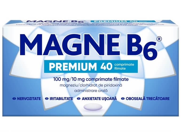 Magne B6 Premium, 100 mg/10 mg, 40 comprimate filmate, Sanofi