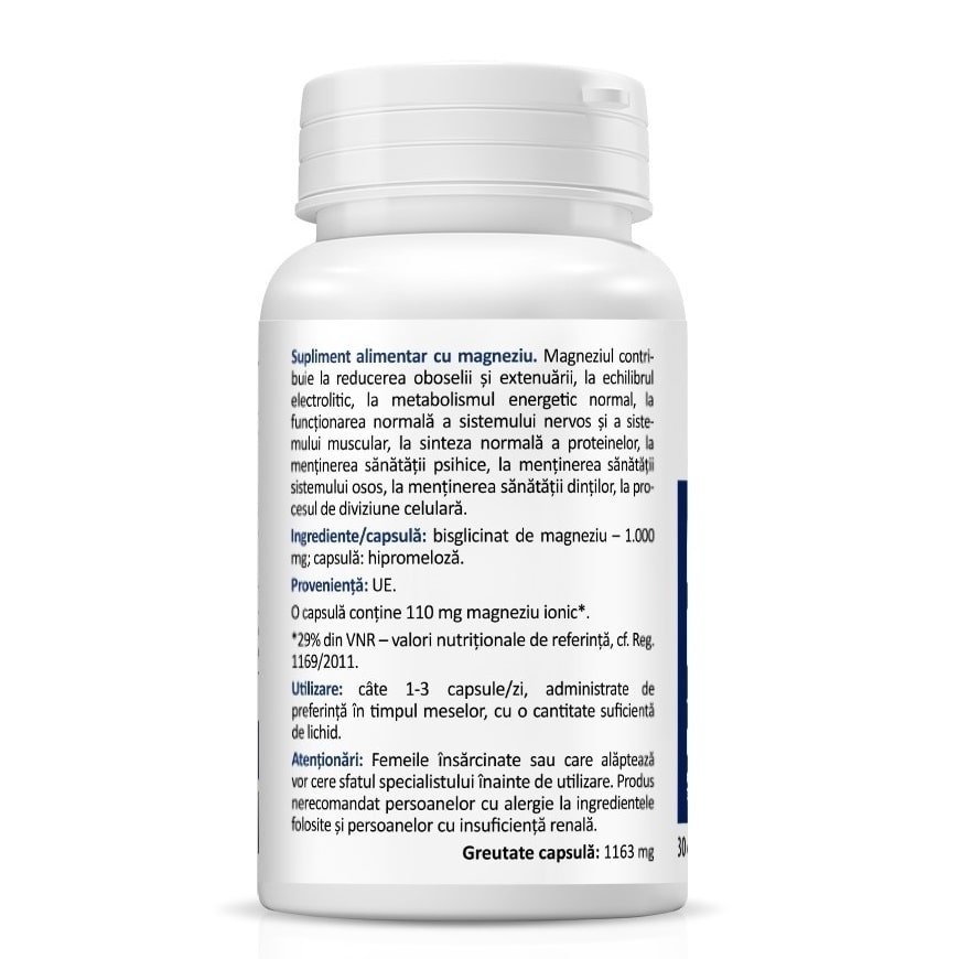 Magneziu bisglicinat, 1000 mg, 30 capsule, Zenyth