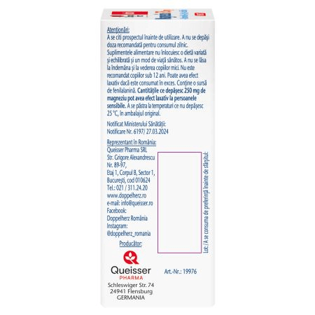 Aktiv Magneziu 375 mg Direct + Vitaminele B6 + B12 + Acid folic, 20 plicuri, Doppelherz