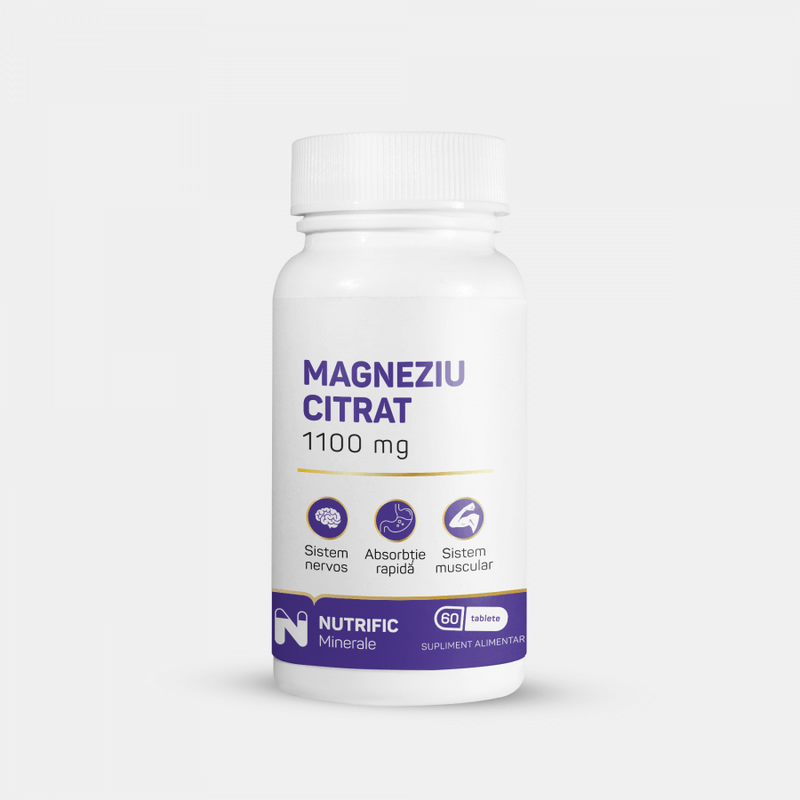 Magneziu citrat 1100 mg, 60 tablete, Nutrific