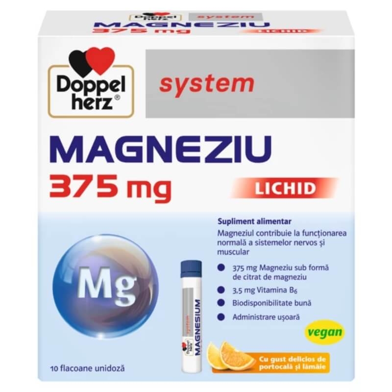 Magneziu lichid System, 375 mg, 30 flacoane, Doppelherz