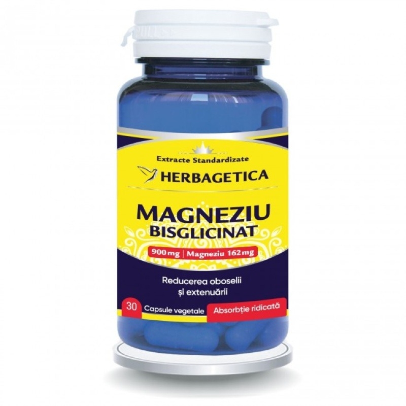 Magneziu bisglicinat, 30 capsule, Herbagetica