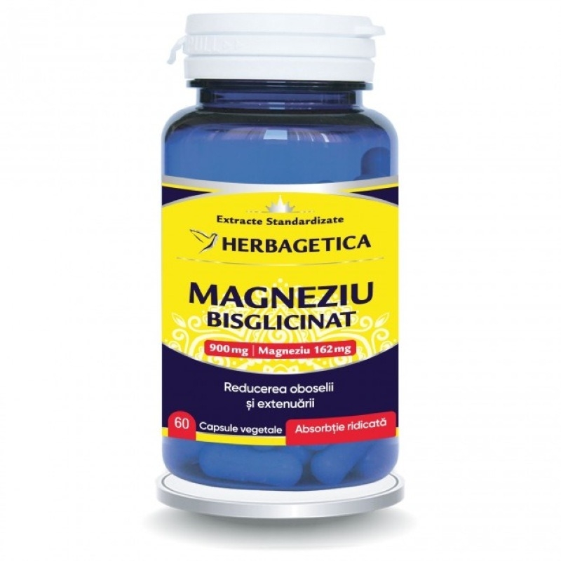 Magneziu bisglicinat, 60 capsule, Herbagetica