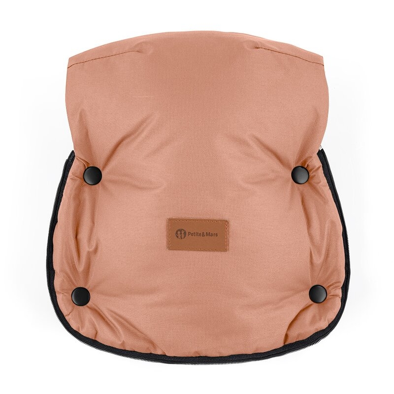 Manusi calduroase pentru carucior, Petite&Mars, Furry, Cu blanita detasabila, Pentru vremea rece, Potrivite pentru orice carucior, Impermeabile, Inchidere prin capse, Pastel Peach