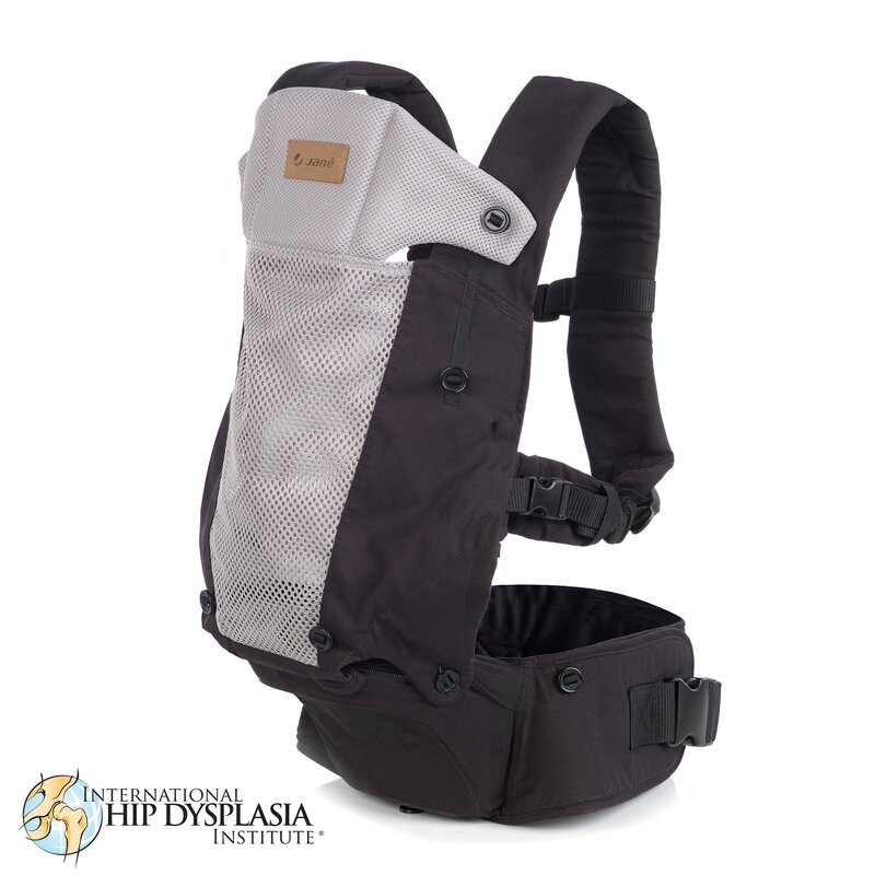 Marsupiu bebe, Jane, Revolution, Ergonomic, De la nastere pana la 22 Kg, Bumbac 100%, Cu multiple pozitii de purtare, Cu scaunel la baza, Shadow