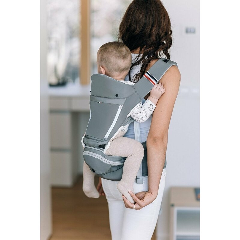 Marsupiu cu scaunel 6 in 1 Easy Mode De la 3.5 kg pana la 15 kg FreeON Grey