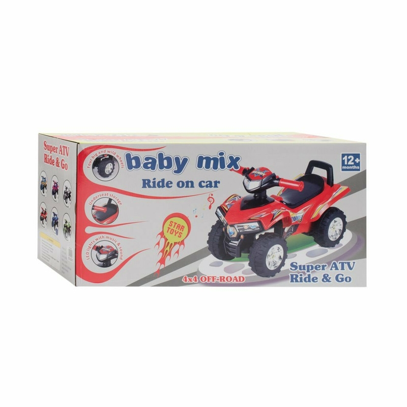Masinuta ATV, Cu lumini si muzica, Fara pedale, Baby Mix, 60 x 38 x 42 cm, Red