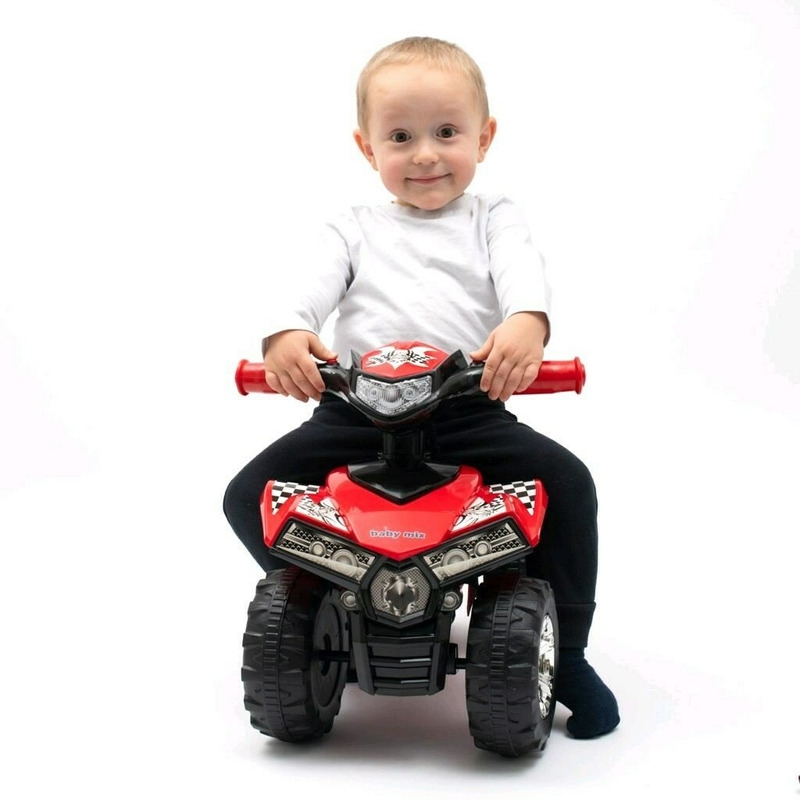 Masinuta ATV, Cu lumini si muzica, Fara pedale, Baby Mix, 60 x 38 x 42 cm, Red
