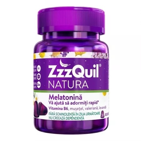 Melatonina, 30 jeleuri, ZzzQuil Natura Melatonina, 30 jeleuri, ZzzQuil Natura