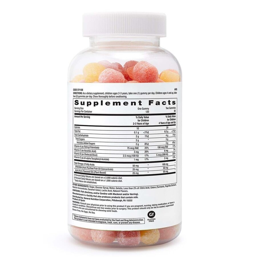 Omega + DHA pentru copii 2-12 ani Milestones Kids Gummy, 120 jeleuri, GNC Omega + DHA pentru copii 2-12 ani Milestones Kids Gummy, 120 jeleuri, GNC