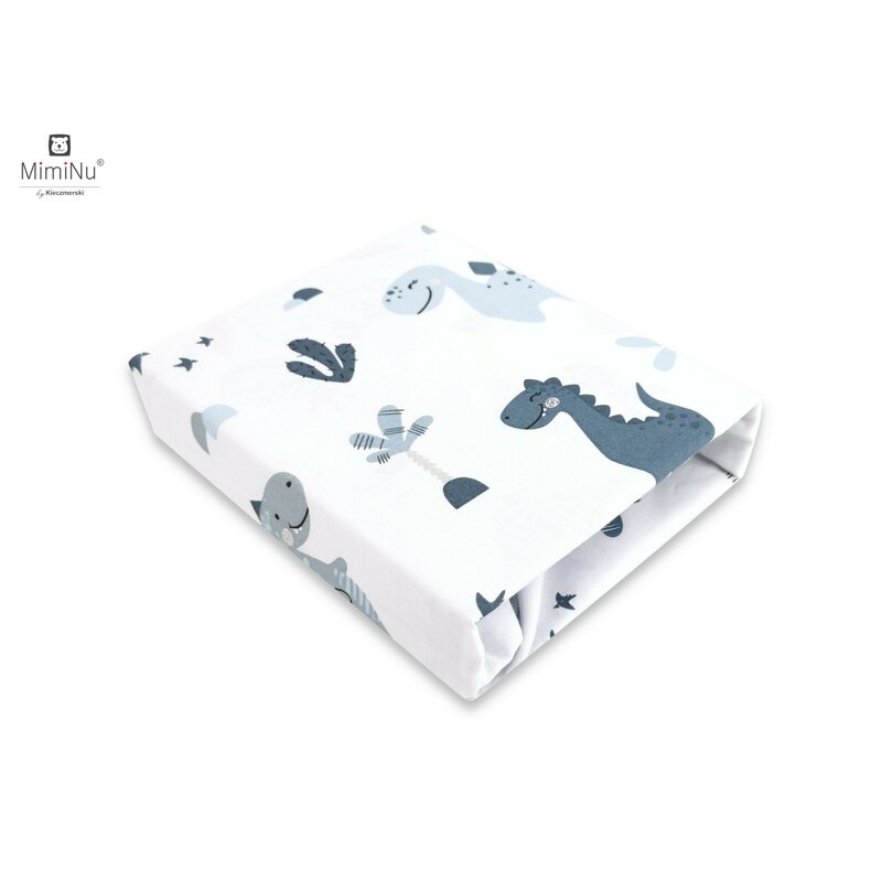 MimiNu - Cearceaf cu elastic, 120X60 cm, Dino Granat
